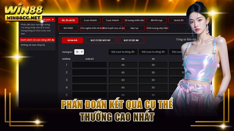 Phán đoán kết quả cụ thể thưởng cao nhất