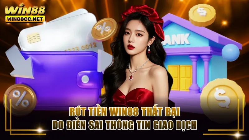Rút tiền Win88 thất bại do điền sai thông tin giao dịch